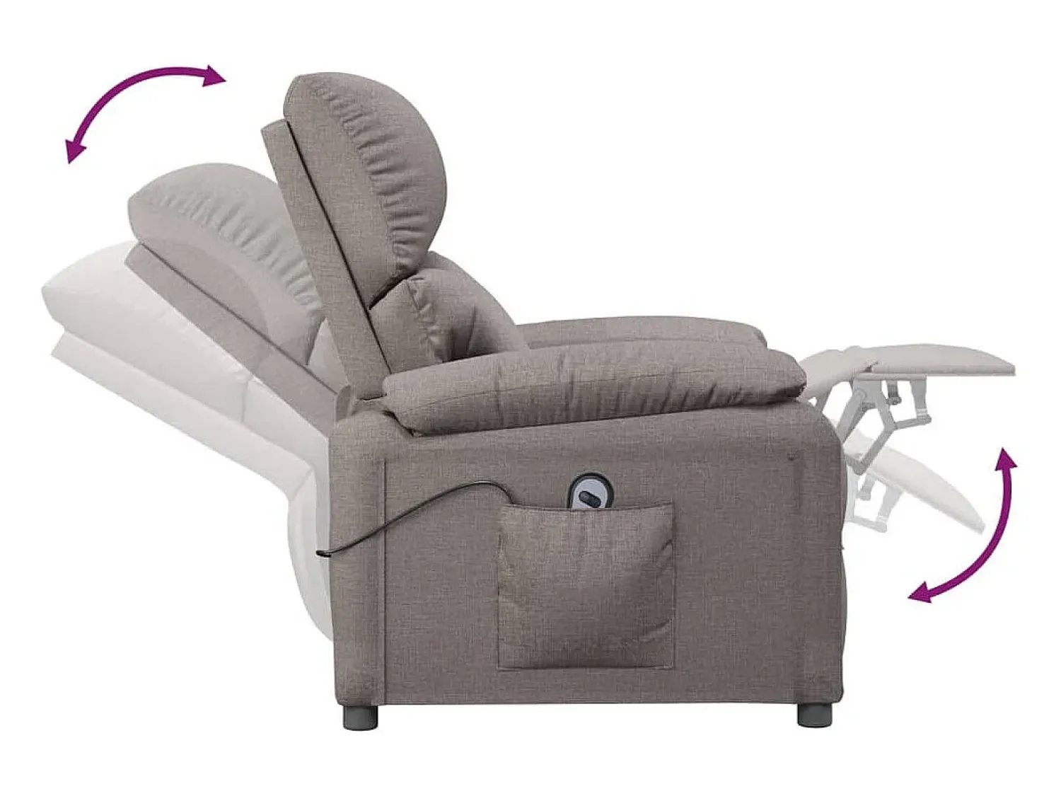 Poltrona elétrica reclinável tecido cinzento-acastanhado SHL694029^ Poltrona