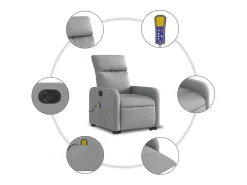 Poltrona elétrica reclinável massagens tecido -claro SHL85100^ Poltrona