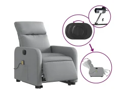 Poltrona elétrica reclinável massagens tecido -claro SHL85100^ Poltrona