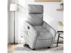 Poltrona elétrica reclinável massagens tecido -claro SHL85100^ Poltrona