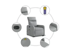 Poltrona elétrica reclinável massagens tecido -claro SHL85100^ Poltrona