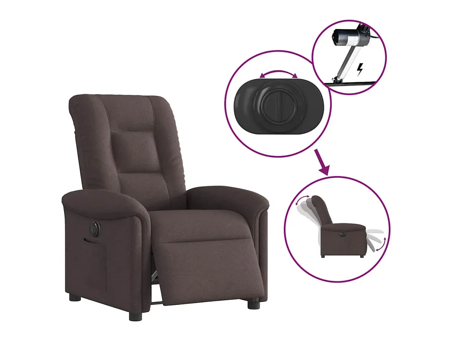 Poltrona elétrica reclinável tecido -escuro SHL855089^ Poltrona