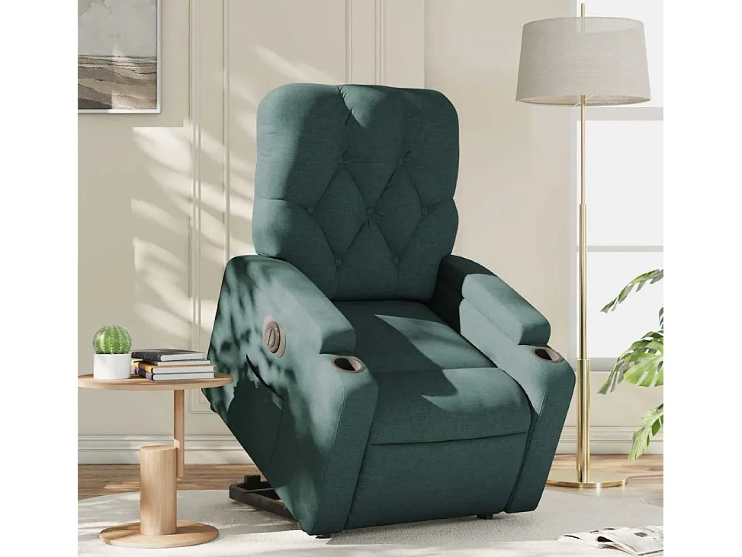 Hot Poltrona elétrica reclinável/elevatória tecido verde-escuro SHL724498 Verde pinho