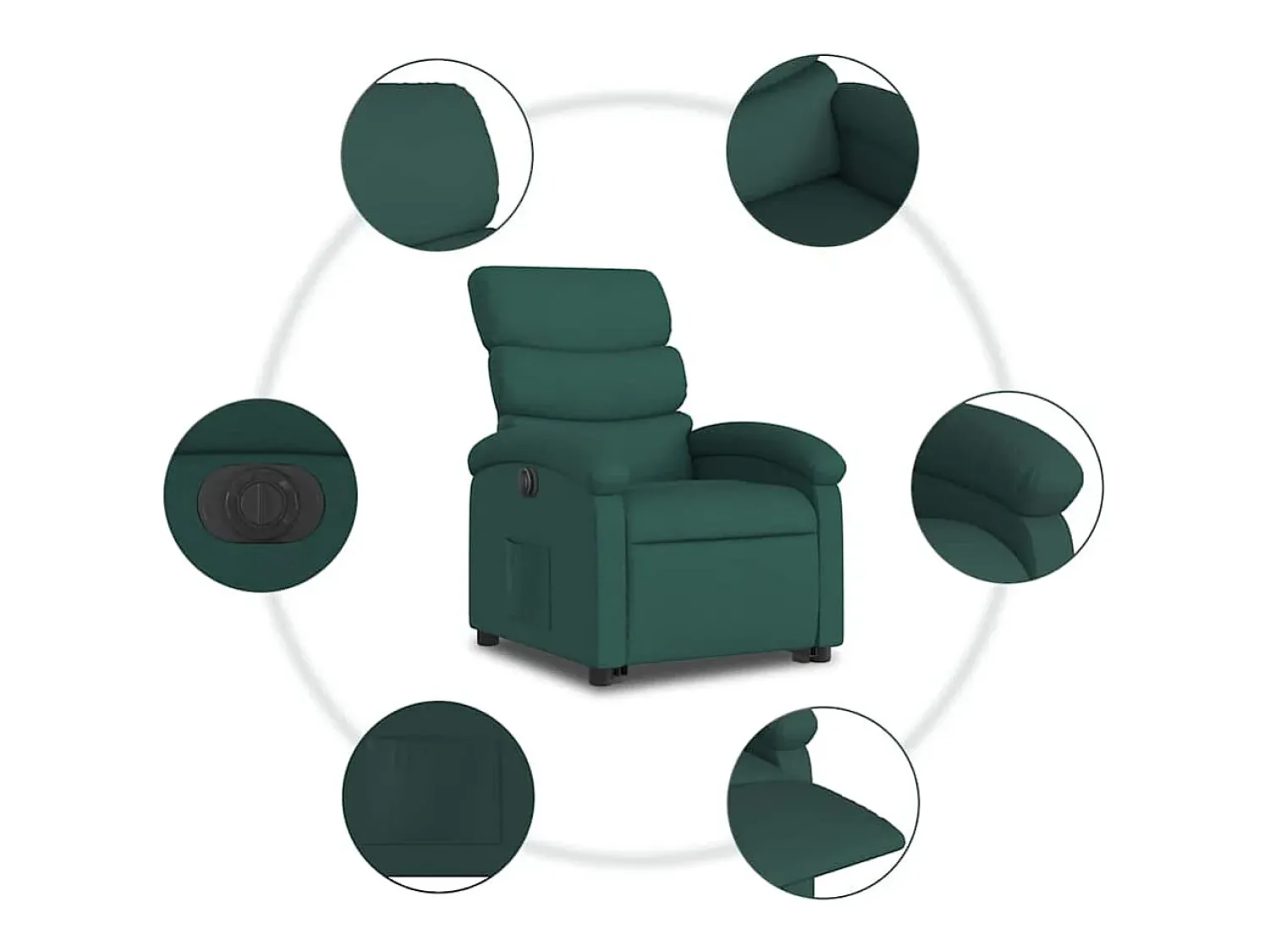 Poltrona| Poltrona elétrica reclinável/elevatória tecido verde-escuro SHL600770 Verde pinho