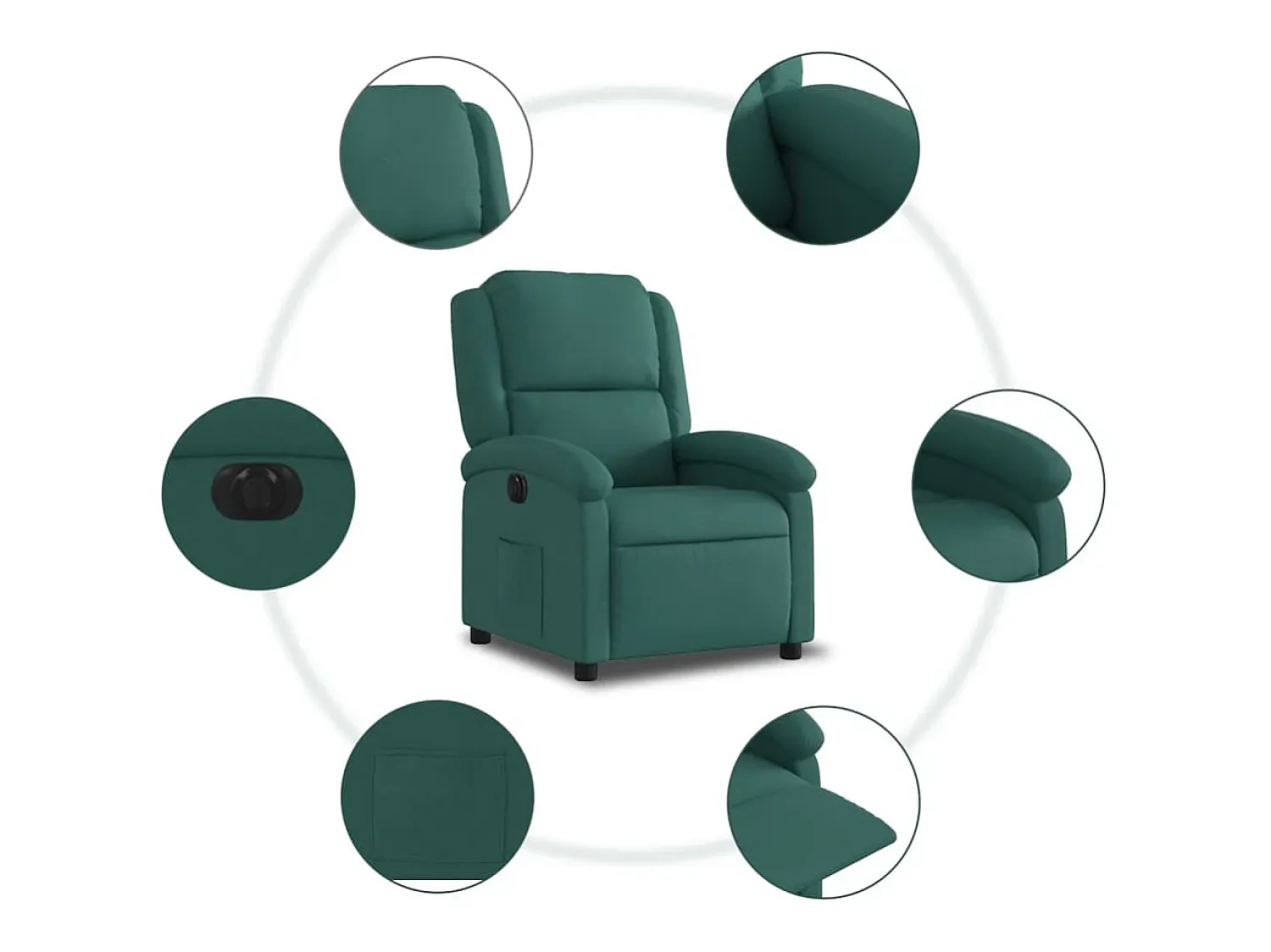 Poltrona|vidaxl Poltrona elétrica reclinável tecido -escuro Verde