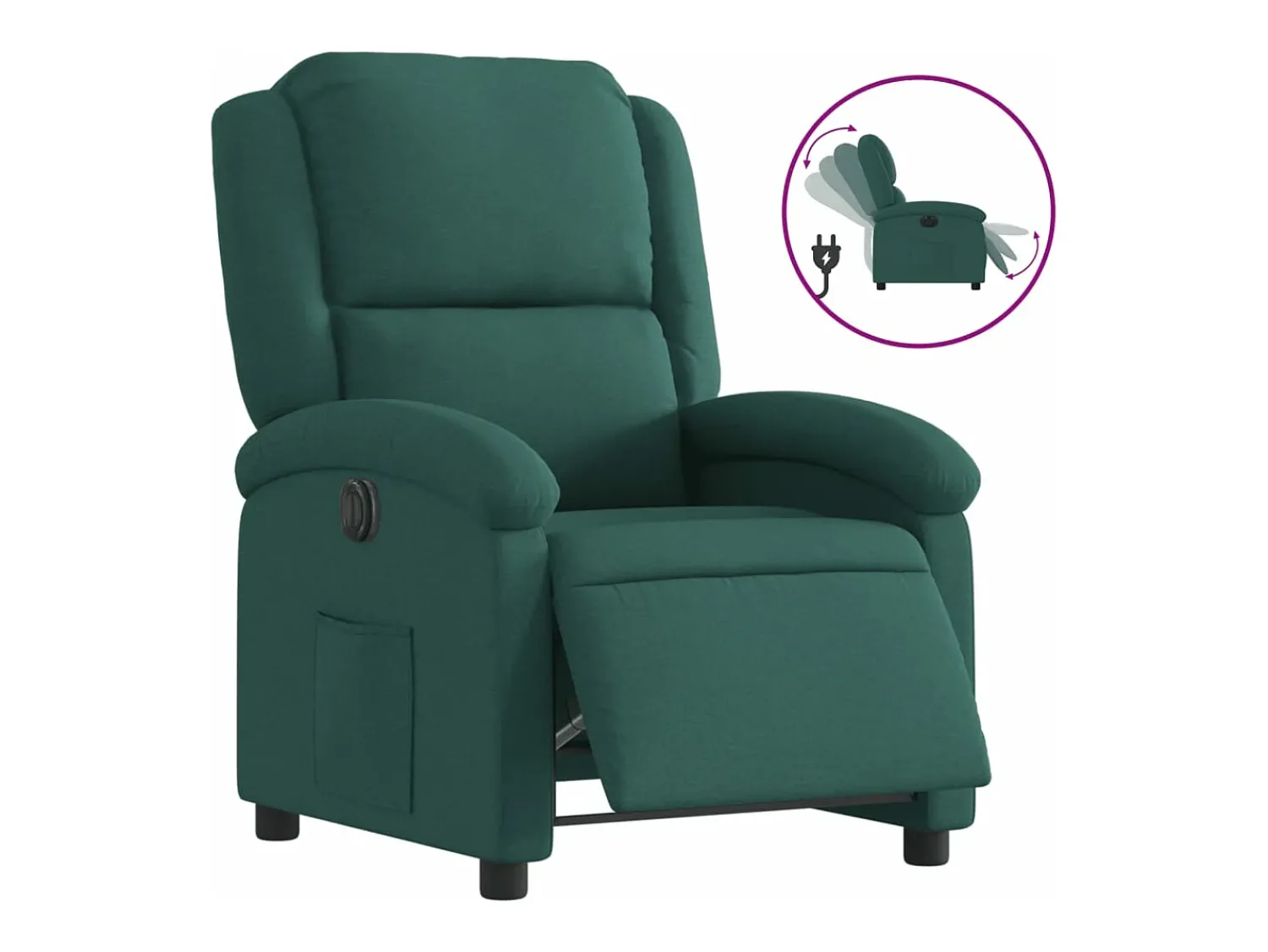 Poltrona|vidaxl Poltrona elétrica reclinável tecido -escuro Verde