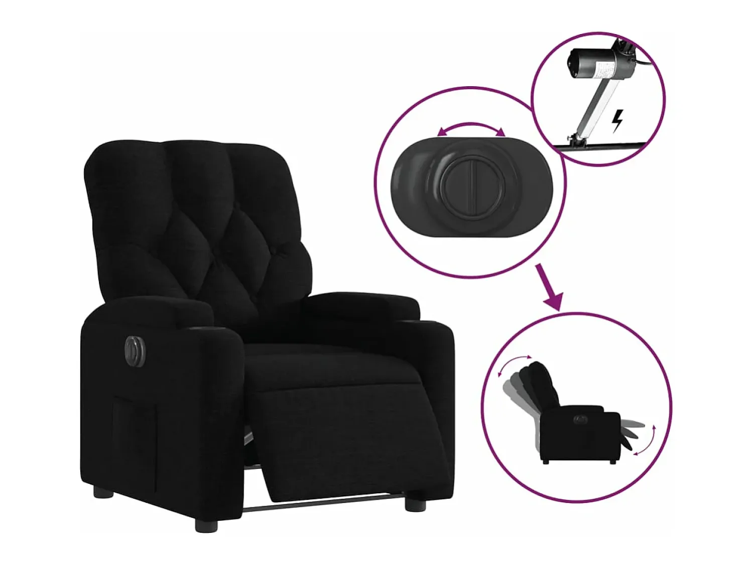 Discount Poltrona elétrica reclinável tecido PT879675 Preto