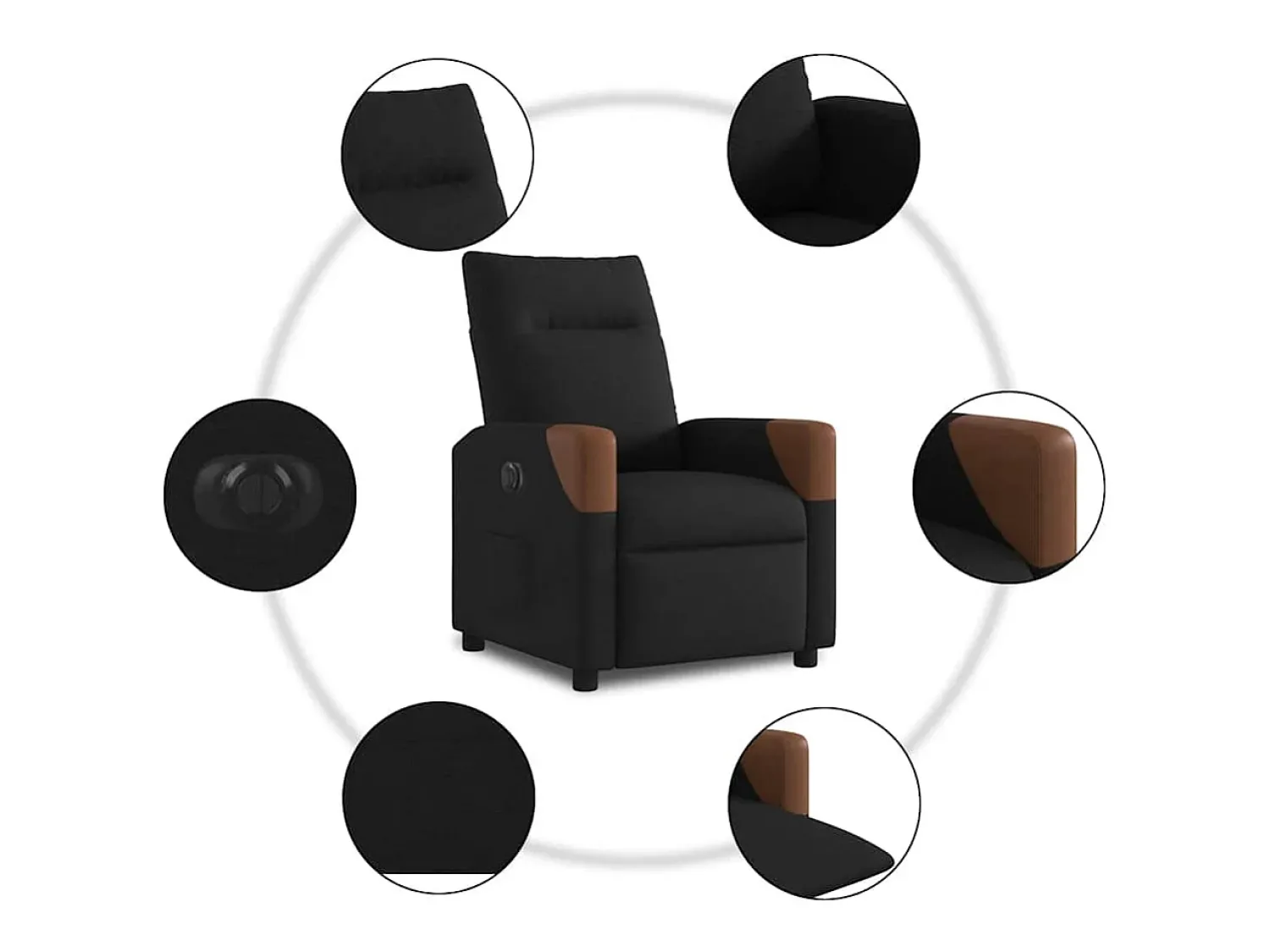 Poltrona* Poltrona elétrica reclinável tecido SHL391875 Preto
