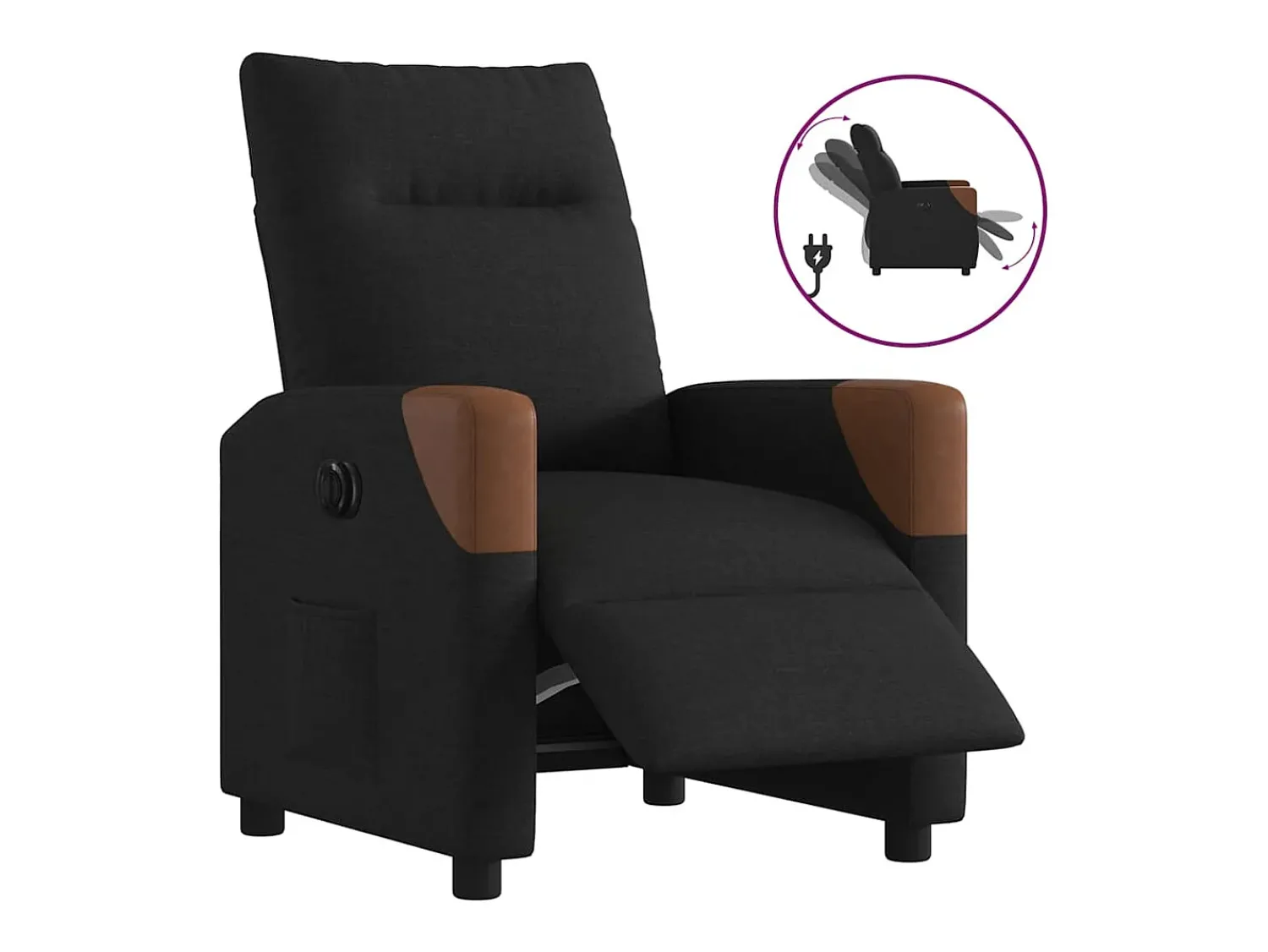 Poltrona* Poltrona elétrica reclinável tecido SHL391875 Preto