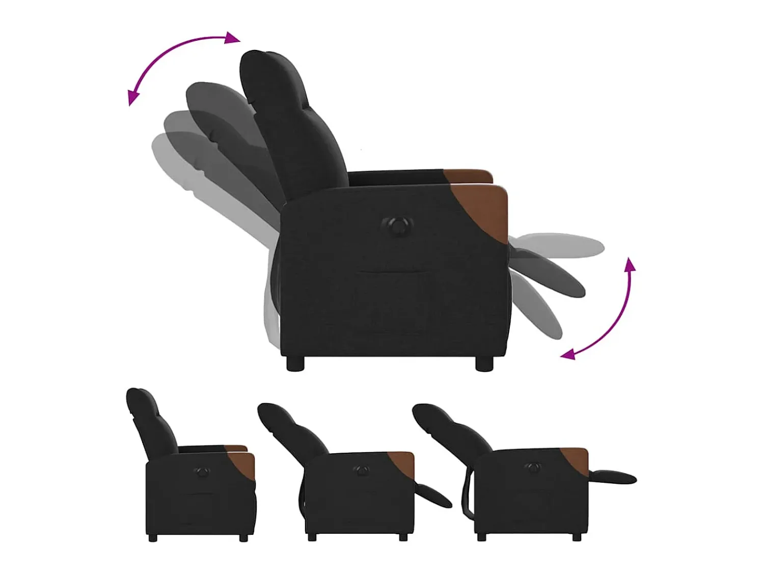 Poltrona* Poltrona elétrica reclinável tecido SHL391875 Preto