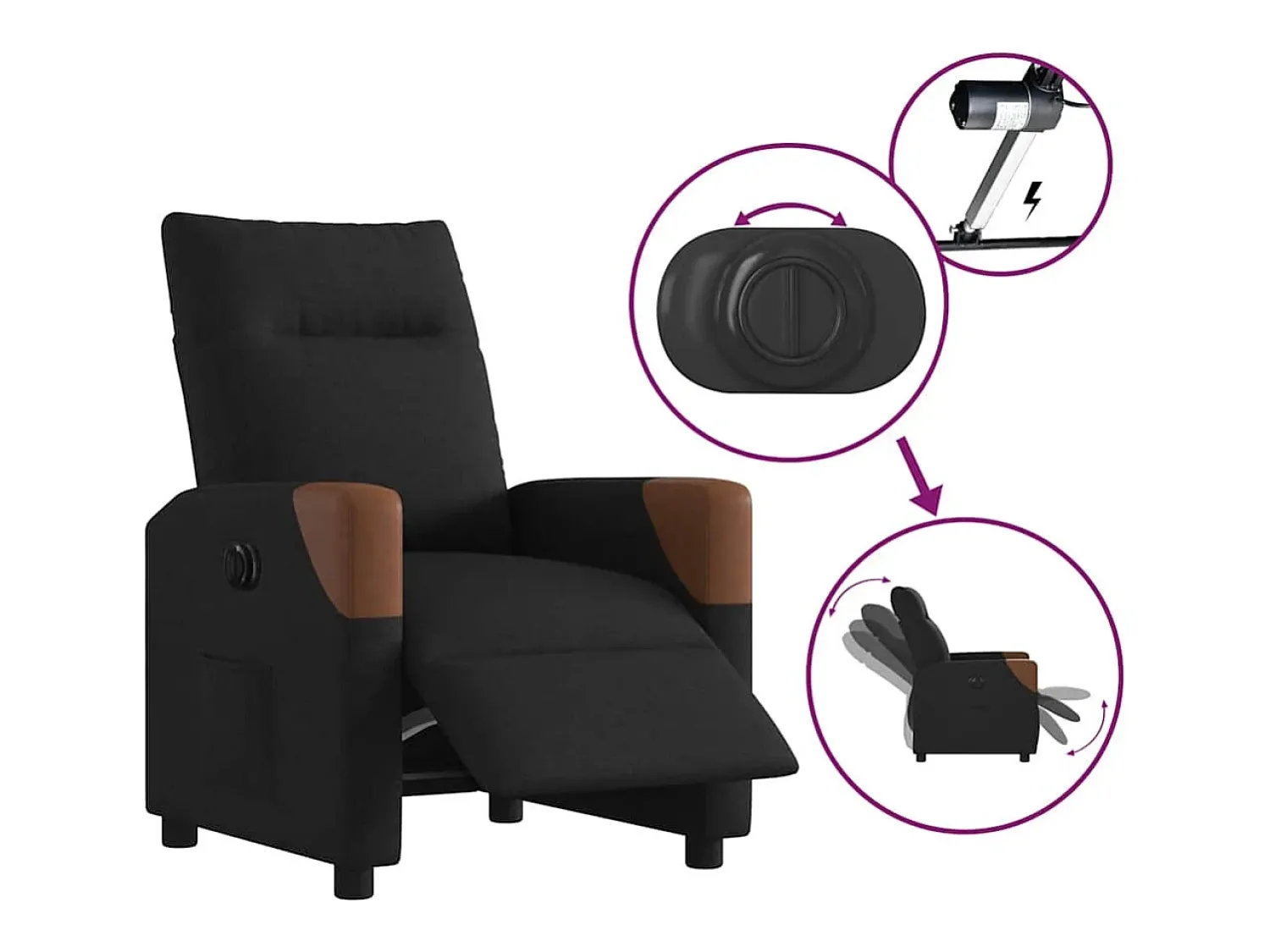 Poltrona* Poltrona elétrica reclinável tecido SHL391875 Preto