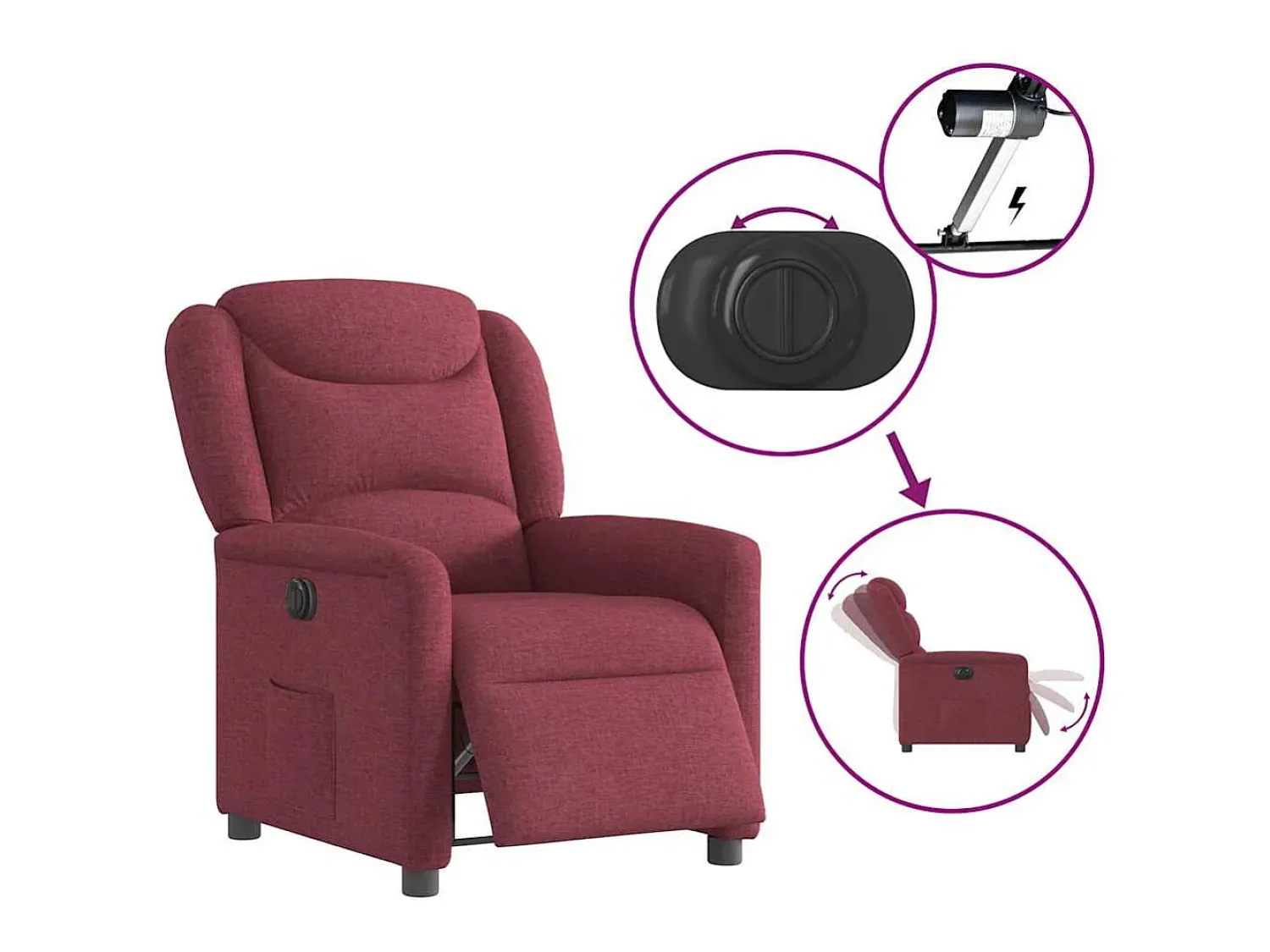 Poltrona| Poltrona elétrica reclinável tecido tinto SHL453385 Vermelho