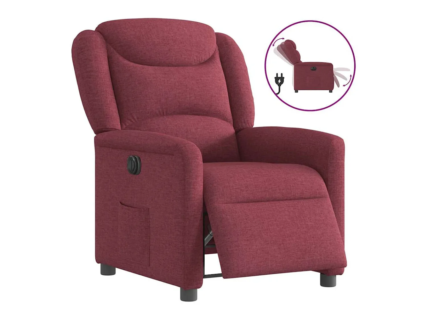 Poltrona| Poltrona elétrica reclinável tecido tinto SHL453385 Vermelho