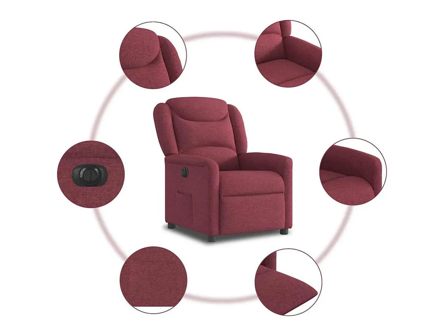 Poltrona| Poltrona elétrica reclinável tecido tinto SHL453385 Vermelho