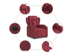 Outlet vidaxl Poltrona elétrica reclinável tecido tinto Vermelho