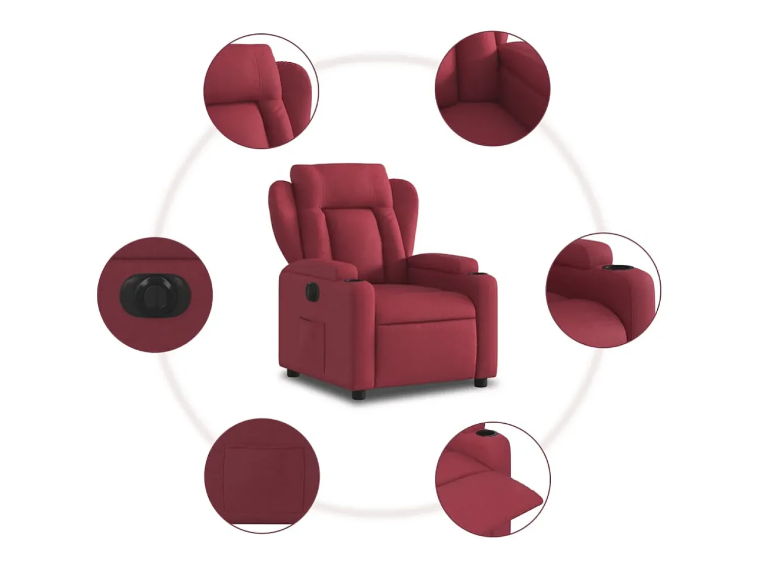 Outlet vidaxl Poltrona elétrica reclinável tecido tinto Vermelho