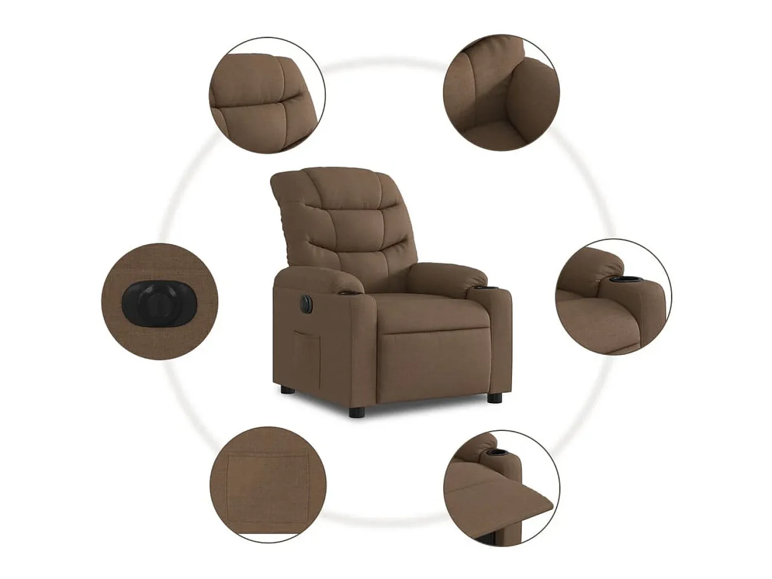 Poltrona* Poltrona elétrica reclinável tecido SHL122717 Castanho