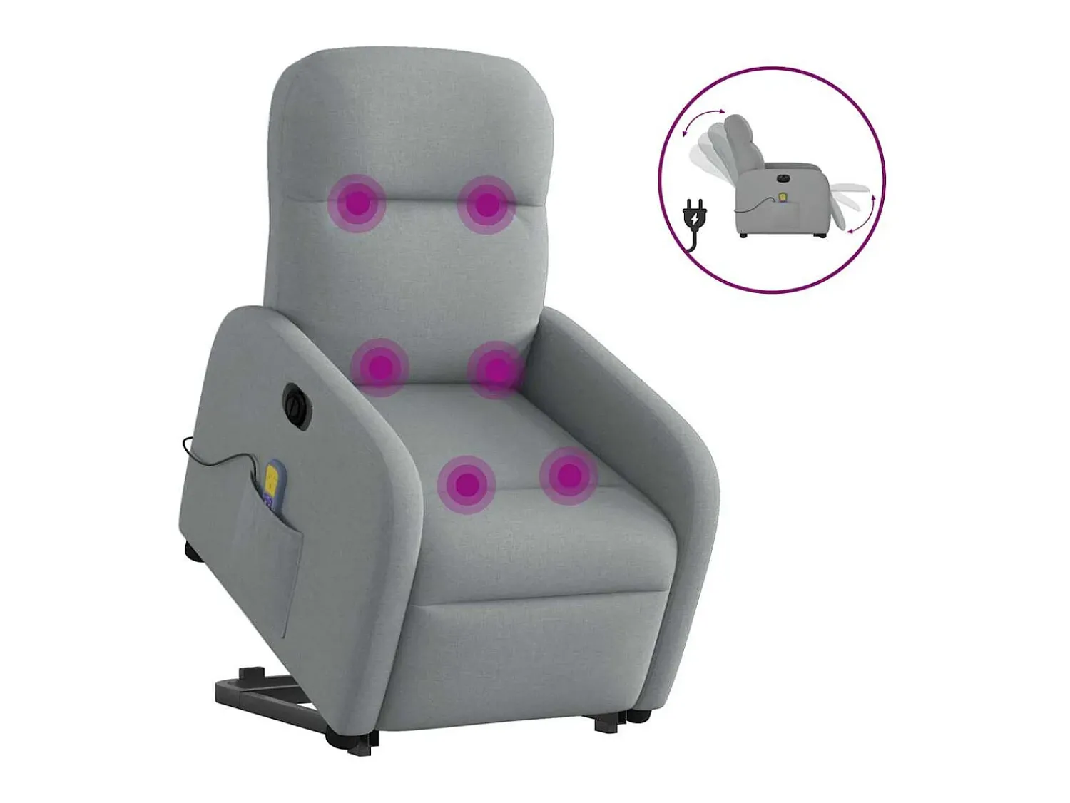 Online Poltrona elétrica reclinável massagens tecido -claro SHL64648 Cinzento