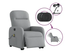 Online Poltrona elétrica reclinável massagens tecido -claro SHL64648 Cinzento