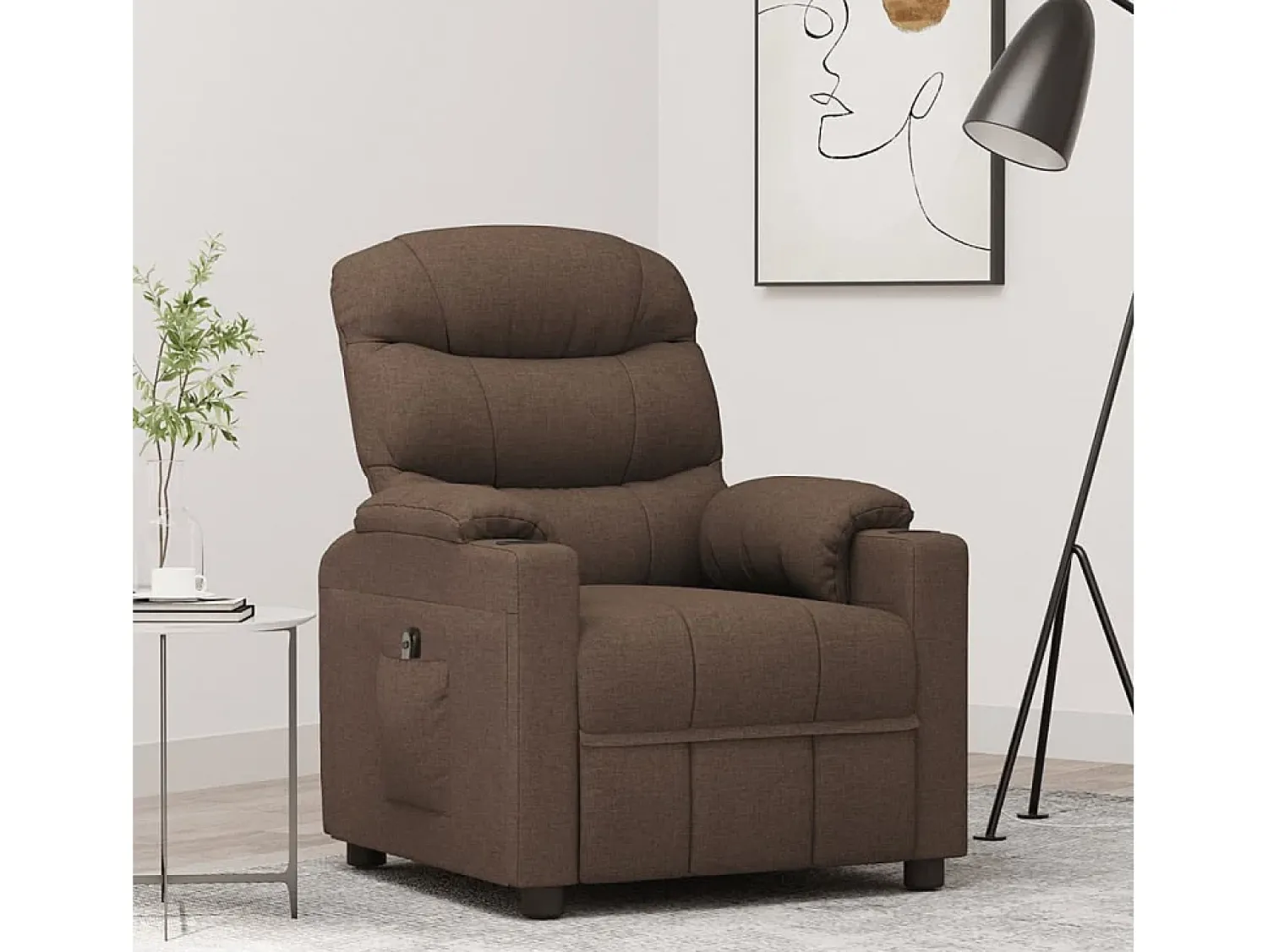 Poltrona| Poltrona elétrica reclinável tecido SHL448050 Castanho