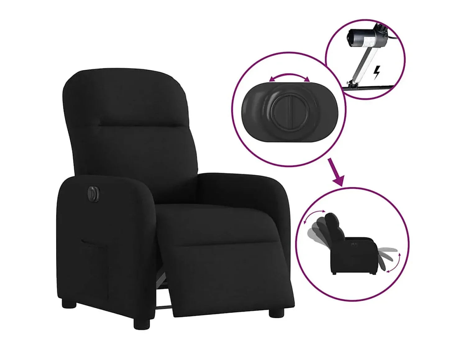 Poltrona* Poltrona elétrica reclinável tecido SHL922787 Preto
