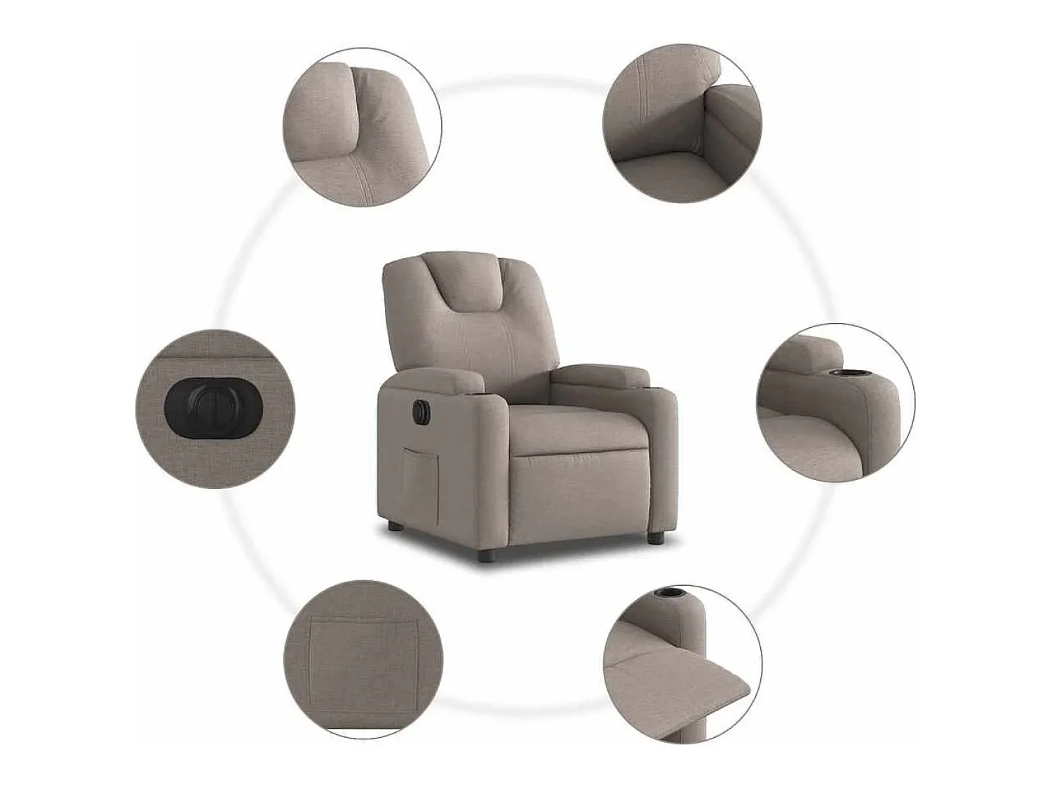 Poltrona elétrica reclinável tecido cinzento-acastanhado SHL845750 Taupe