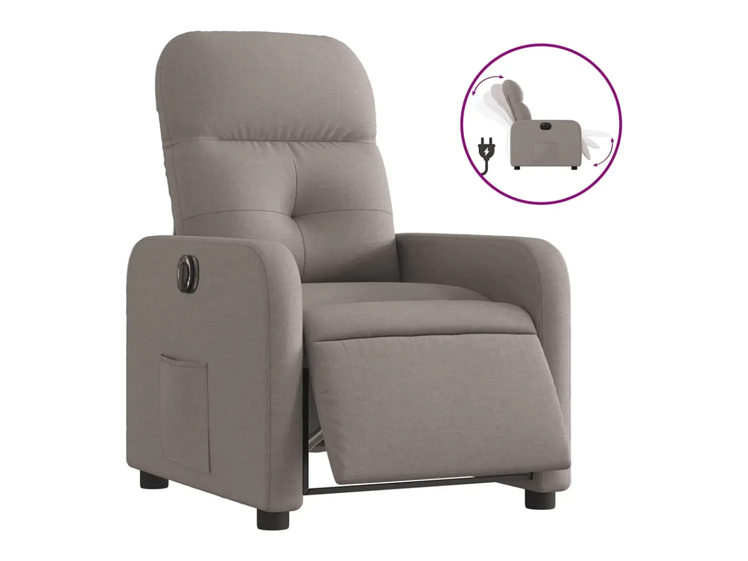 Poltrona* Poltrona elétrica reclinável tecido cinzento-acastanhado PT282747 Taupe
