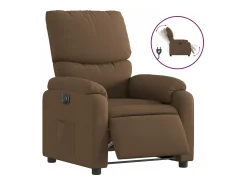 New Poltrona elétrica reclinável tecido PT956643 Castanho