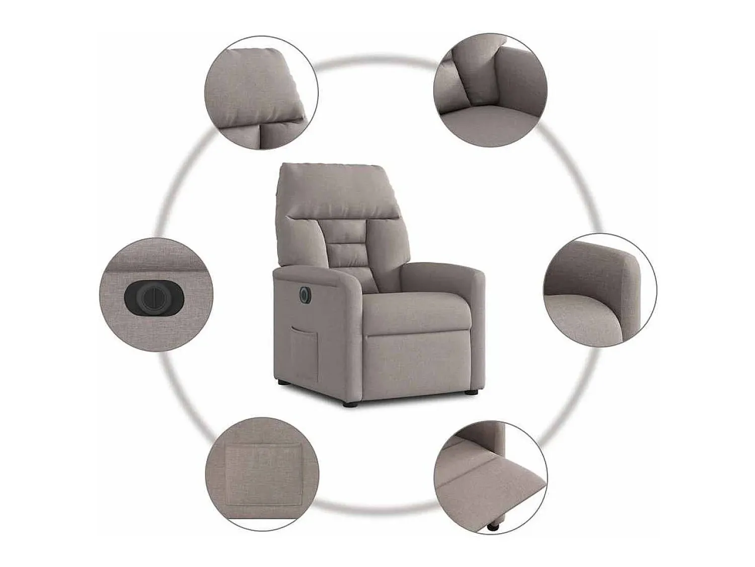 Poltrona* Poltrona elétrica reclinável tecido cinzento-acastanhado SHL311553 Taupe
