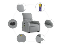 Hot Poltrona elétrica reclinável massagens tecido -claro SHL1283 Cinzento