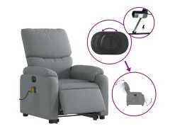 Hot Poltrona elétrica reclinável massagens tecido -claro SHL1283 Cinzento