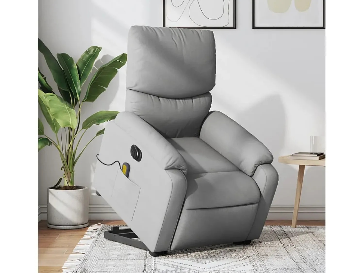 Hot Poltrona elétrica reclinável massagens tecido -claro SHL1283 Cinzento