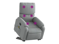 Hot Poltrona elétrica reclinável massagens tecido -claro SHL1283 Cinzento