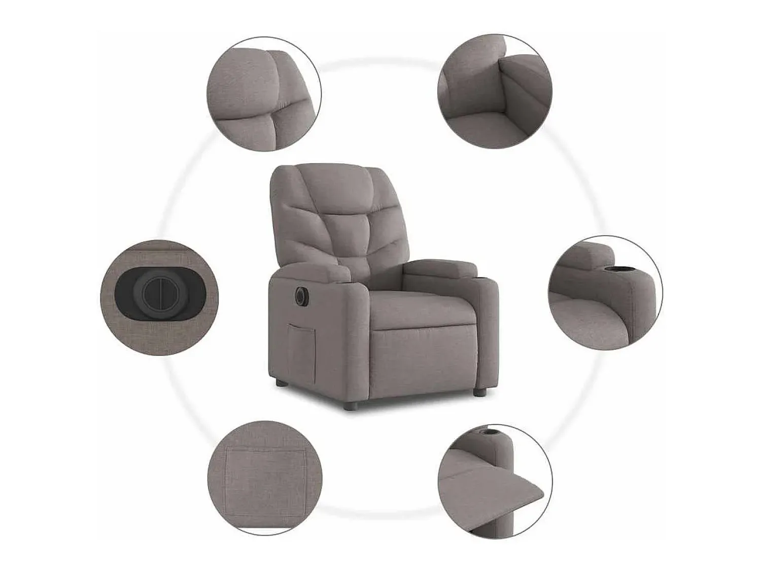 Poltrona* Poltrona elétrica reclinável tecido cinzento-acastanhado SHL991934 Taupe