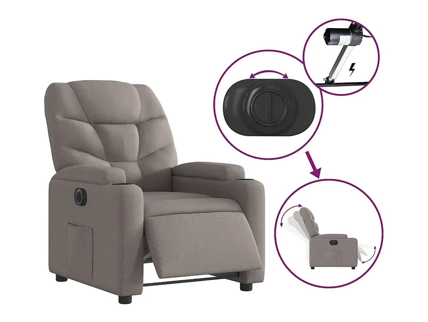 Poltrona* Poltrona elétrica reclinável tecido cinzento-acastanhado SHL991934 Taupe