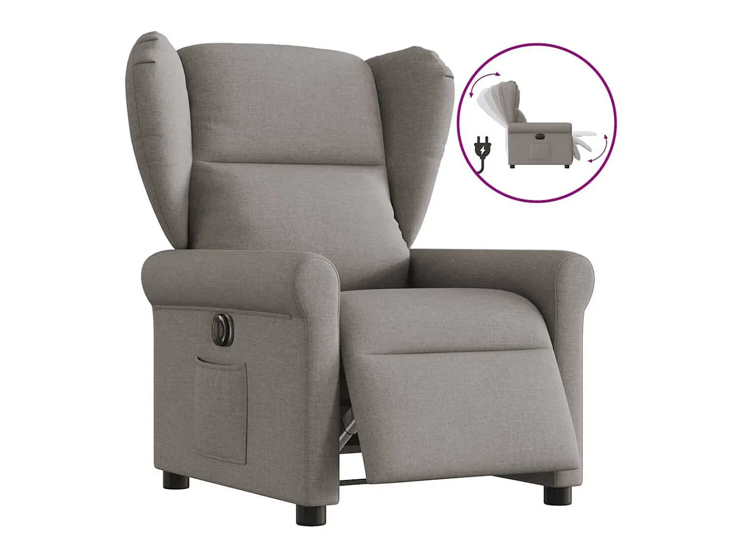 Poltrona| Poltrona elétrica reclinável tecido cinzento-acastanhado SHL598345 Taupe
