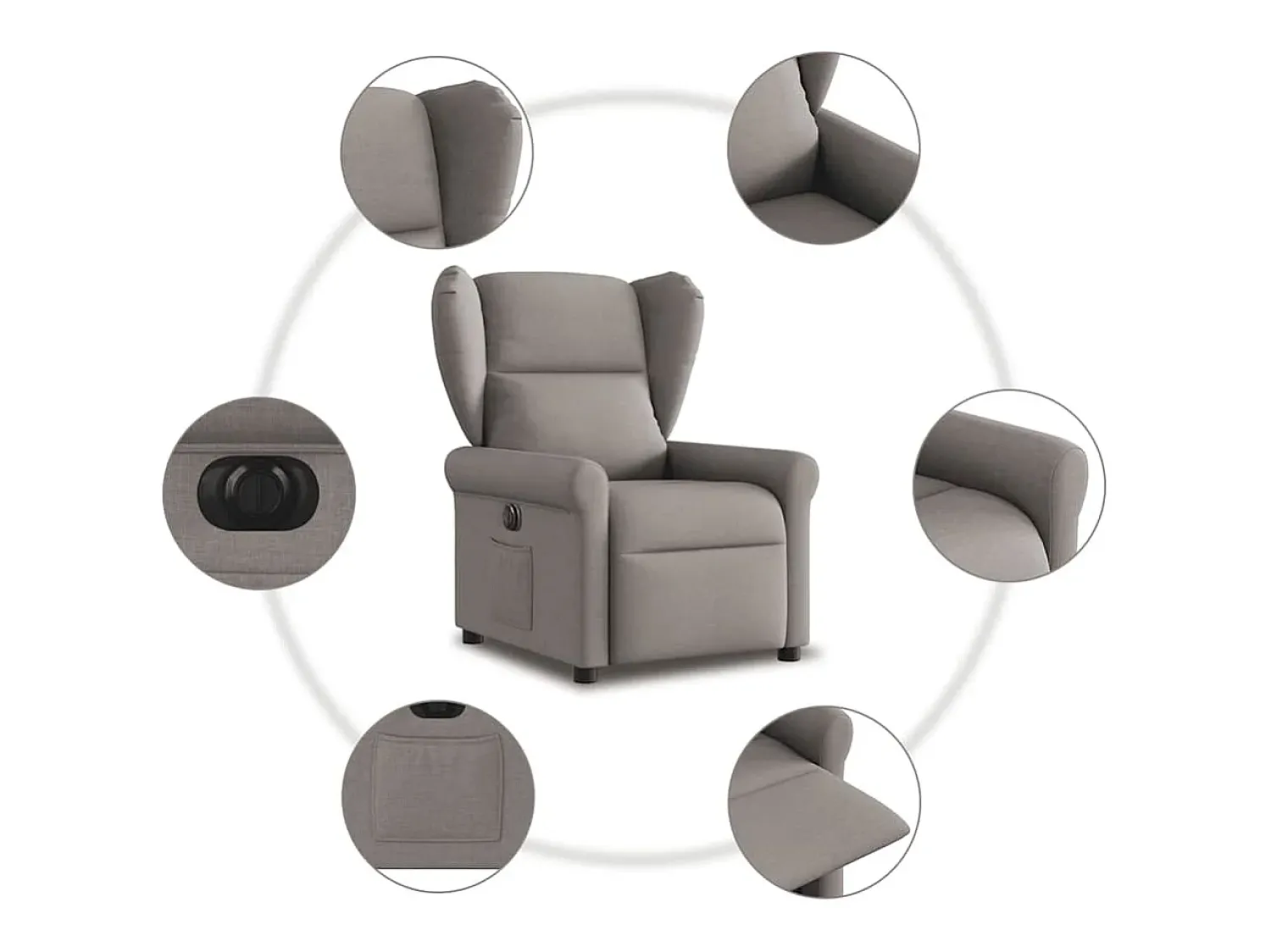 Poltrona| Poltrona elétrica reclinável tecido cinzento-acastanhado SHL598345 Taupe