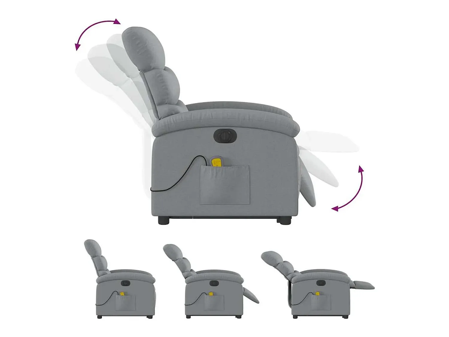 Hot Poltrona elétrica reclinável massagens tecido -claro SHL122523 Cinzento