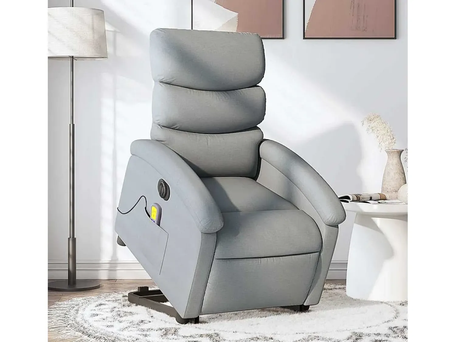 Hot Poltrona elétrica reclinável massagens tecido -claro SHL122523 Cinzento