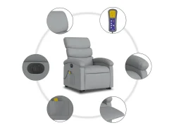 Hot Poltrona elétrica reclinável massagens tecido -claro SHL122523 Cinzento