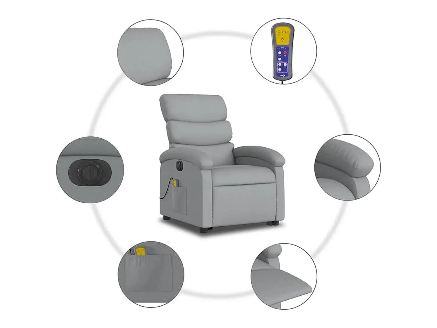Hot Poltrona elétrica reclinável massagens tecido -claro SHL122523 Cinzento