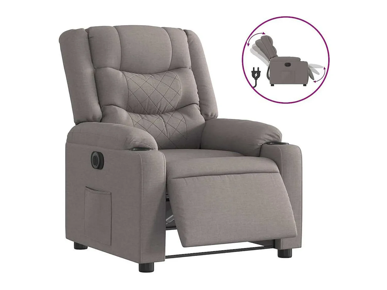 Poltrona| Poltrona elétrica reclinável tecido cinzento-acastanhado SHL83697 Taupe