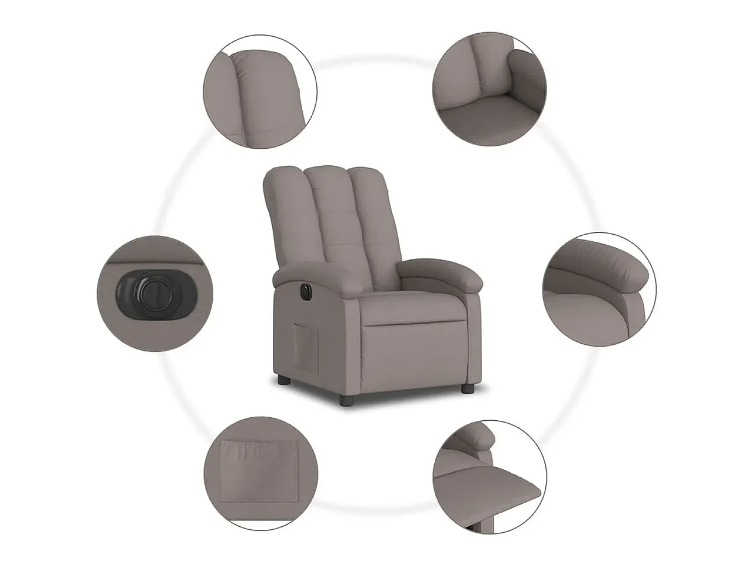 Poltrona* Poltrona elétrica reclinável tecido cinzento-acastanhado SHL535074 Taupe