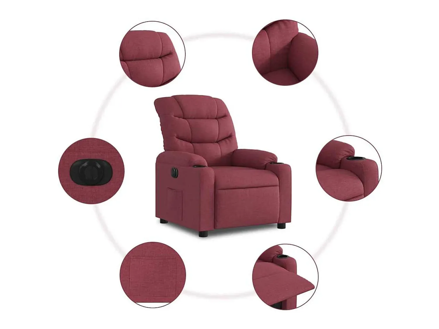 Poltrona| Poltrona elétrica reclinável tecido tinto SHL265763 Vermelho