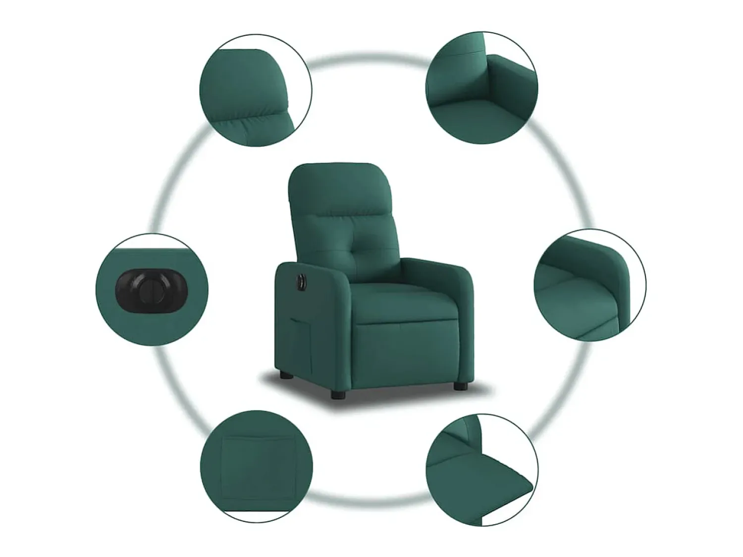Poltrona| Poltrona elétrica reclinável tecido verde-escuro SHL449375 Verde pinho