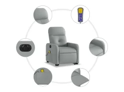 Poltrona| Poltrona elétrica reclinável massagens tecido -claro SHL371039 Cinzento