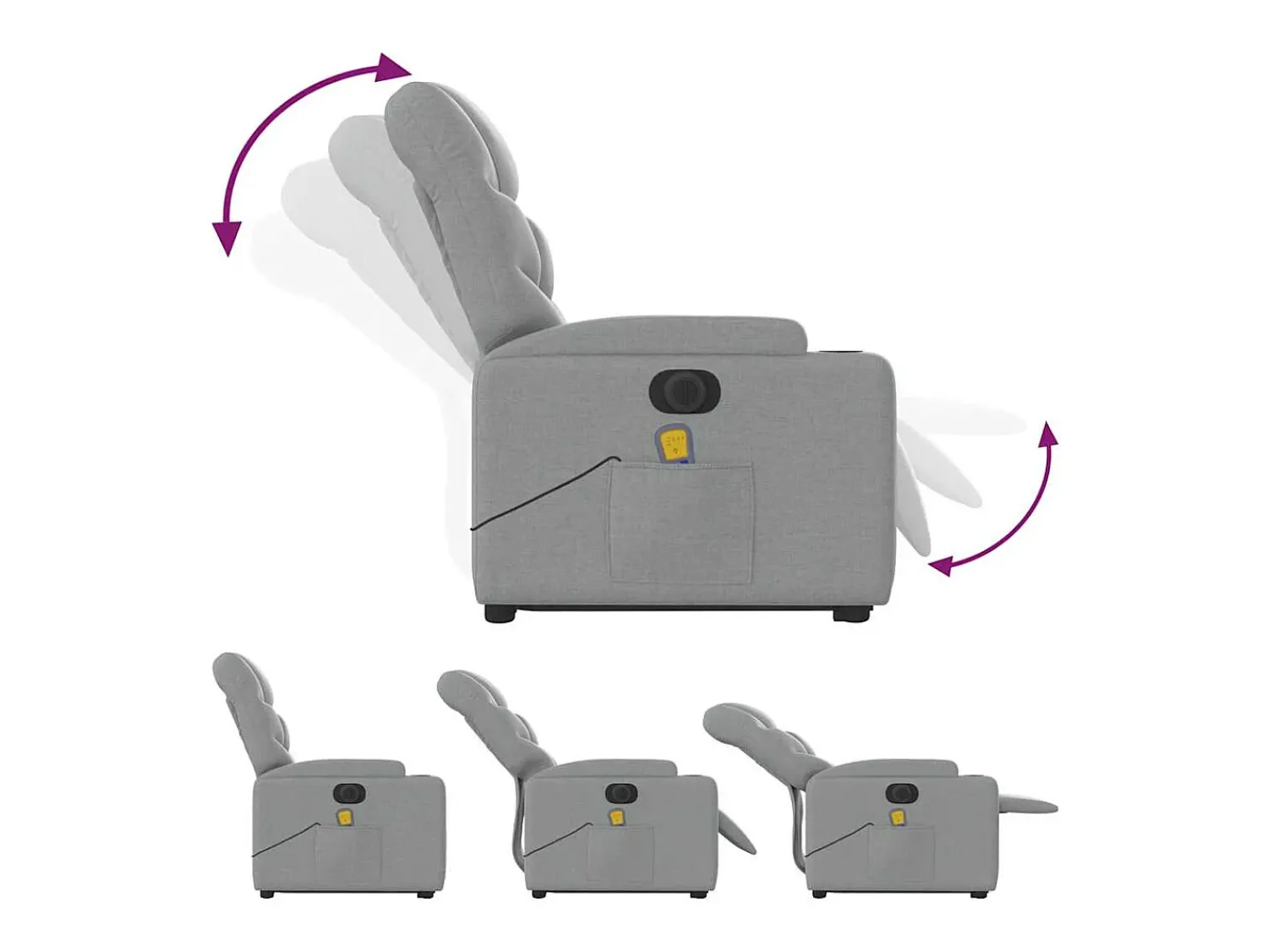Poltrona| Poltrona elétrica reclinável massagens tecido -claro SHL451235 Cinzento