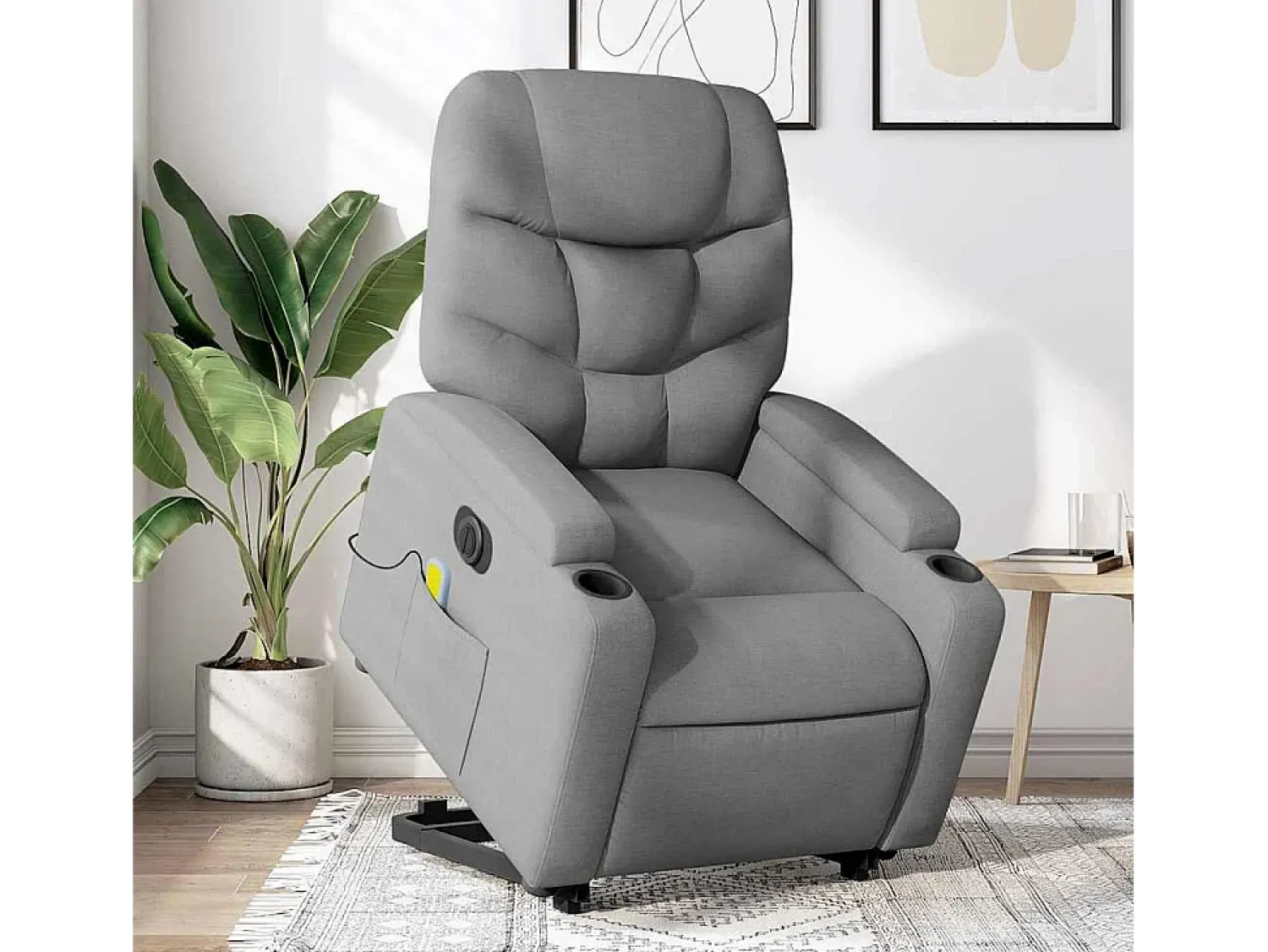 Poltrona| Poltrona elétrica reclinável massagens tecido -claro SHL451235 Cinzento