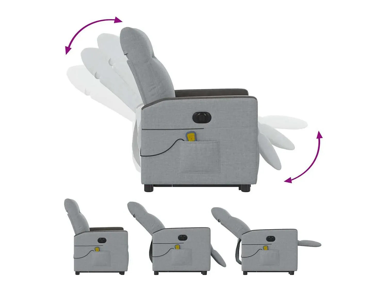 Poltrona elétrica reclinável massagens tecido -claro SHL878594^ Poltrona