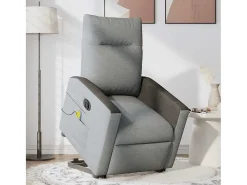 Poltrona elétrica reclinável massagens tecido -claro SHL878594^ Poltrona